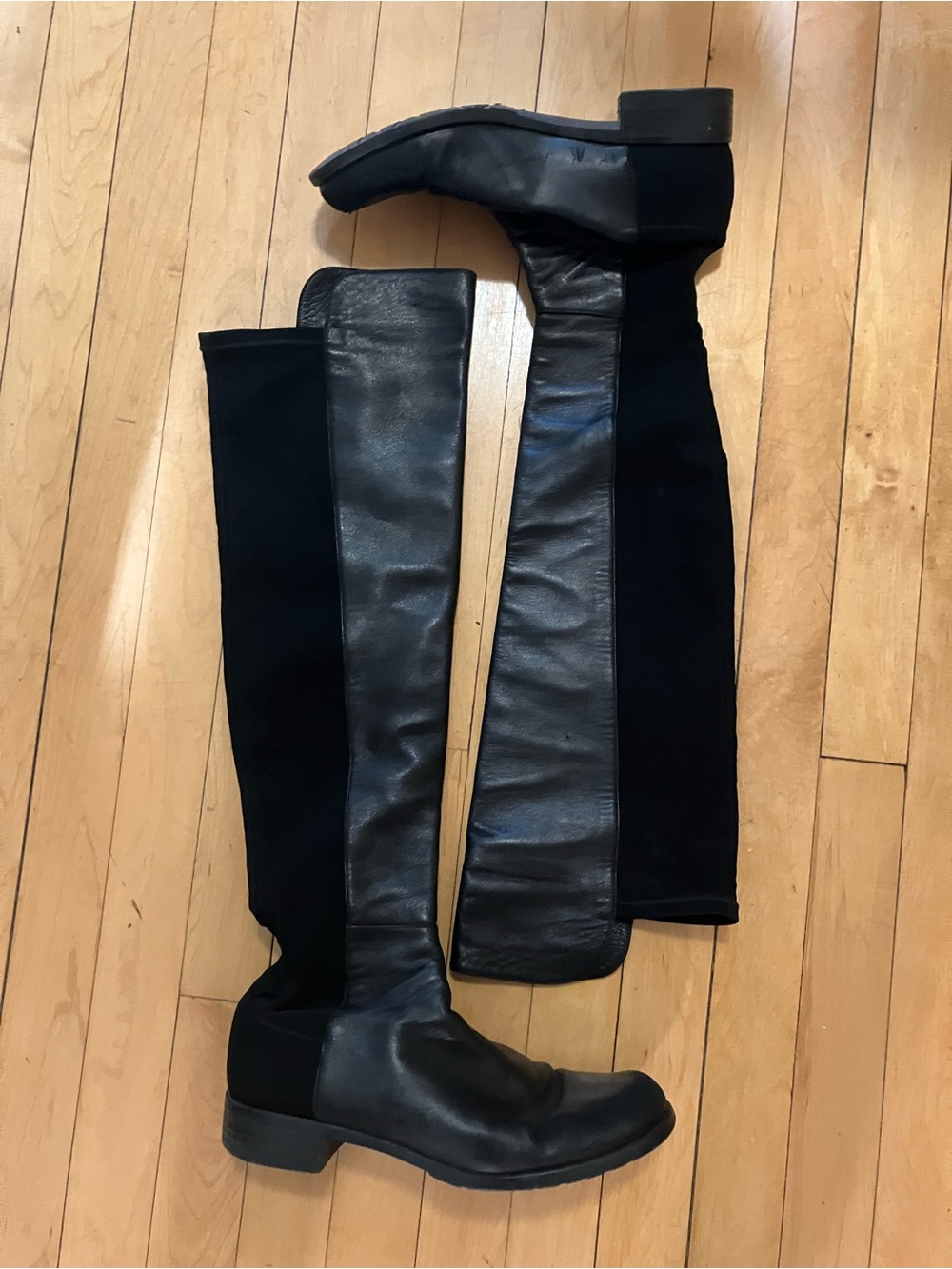 Stuart Weitzman 5050 Suede and Leather Over the Knee Black Riding Boots Size 10